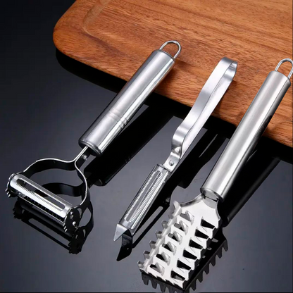 All-In-1 Stainless Steel Vegetables Grater & Peeler Julienne Pro Set.