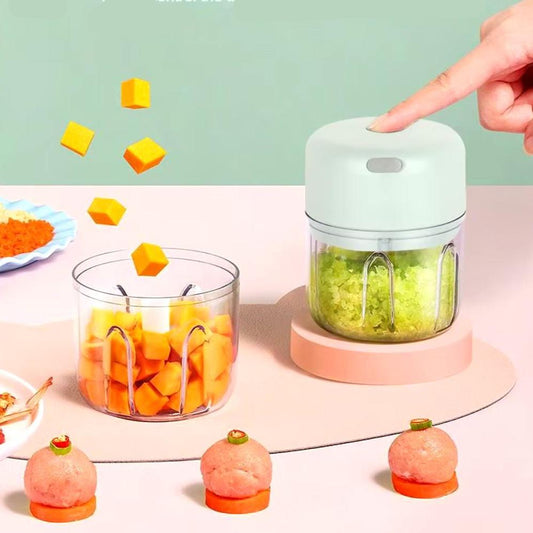 Mini Electric Garlic Chopper (350ml, USB Rechargeable, 2-in-1)