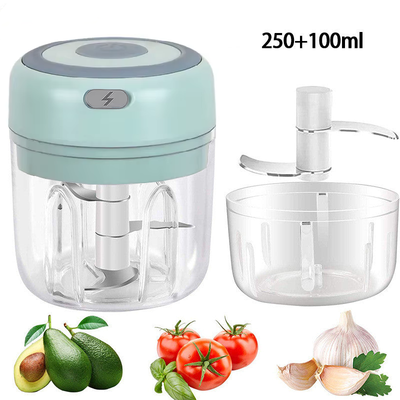 Mini Electric Garlic Chopper (350ml, USB Rechargeable, 2-in-1)