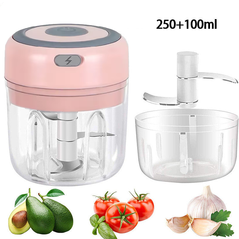 Mini Electric Garlic Chopper (350ml, USB Rechargeable, 2-in-1)