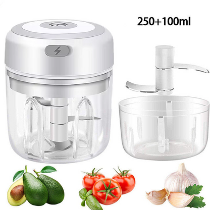 Mini Electric Garlic Chopper (350ml, USB Rechargeable, 2-in-1)